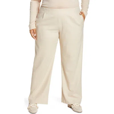 VINCE VINCE FLANNEL PULL-ON WIDE LEG PANTS