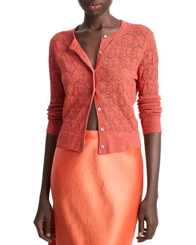VINCE LACE STITCH CARDIGAN SWEATER