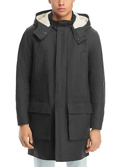 VINCE VINCE MENS COTTON SHERPA-LINED PARKA MEDIUM SOFT BLACK/DECO CREAM - $895
