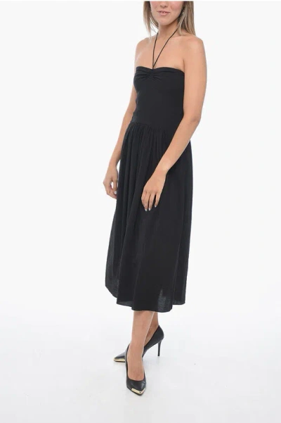 VINCE Off-Shoulder Midi Dress with Flared Design