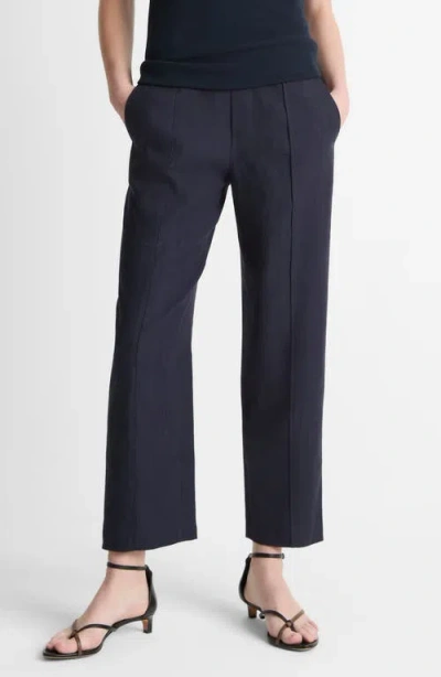 VINCE VINCE PINTUCK LINEN BLEND TAPERED TROUSERS