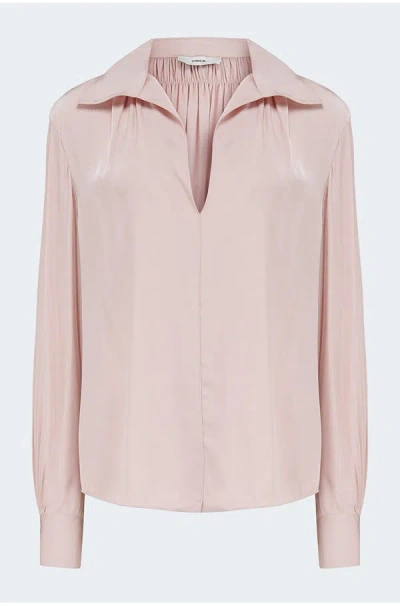 VINCE PLACED SMOCKED LONG SLEEVE BLOUSE IN BALLETTO