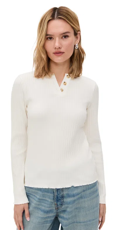 VINCE RIB LONG SLEEVE HENLEY OFF WHITE