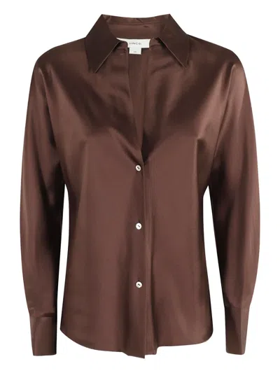 VINCE SATIN LONG-SLEEVE SHIRT