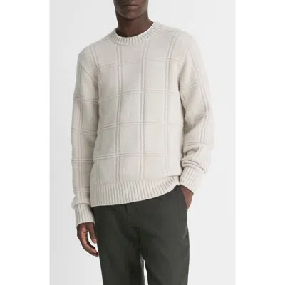 VINCE VINCE SEED STITCH WINDOWPANE LAMBSWOOL SWEATER