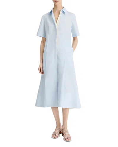 VINCE SHORT SLEEVE POPLIN SHIRT DRESS