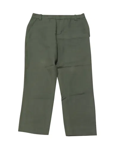 VINCE STRAIGHT LEG TROUSERS IN OLIVE GREEN COTTON