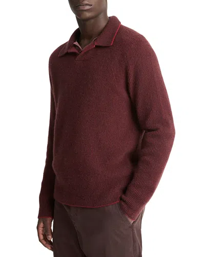 VINCE THERMAL OPEN COLLAR POLO SWEATER
