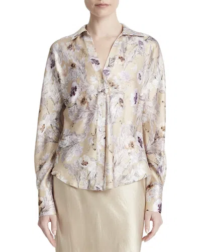 VINCE VINCE WILD FLOWER BIAS SILK BLOUSE