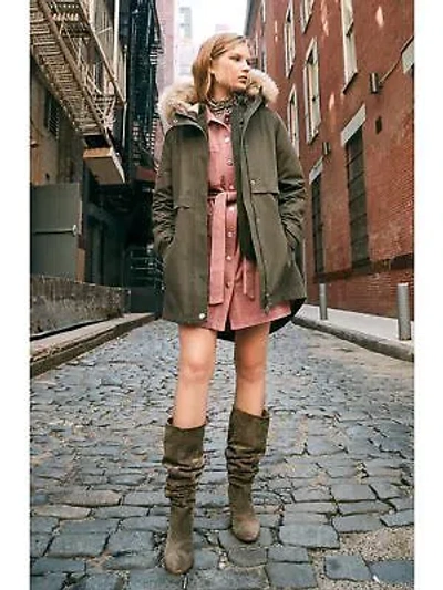 VINCE VINCE. WOMENS FLINT GRAY CASPER ROUND TOE STACKED HEEL LEATHER SLOUCH BOOT 7 M