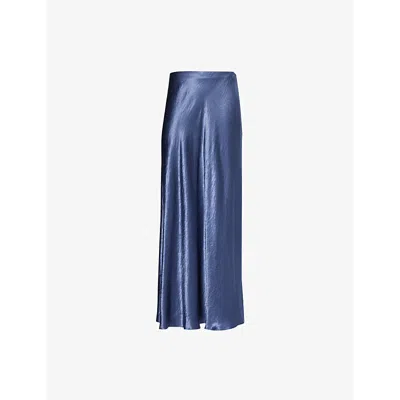 VINCE WOMENS FLARED SATIN MAXI SKIRT PERI