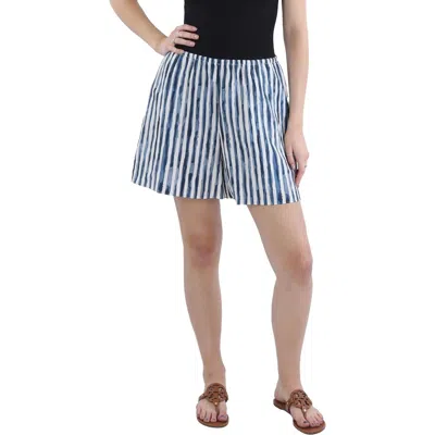 VINCE WOMENS STRIPED ELASTIC WAIST CASUAL SHORTS