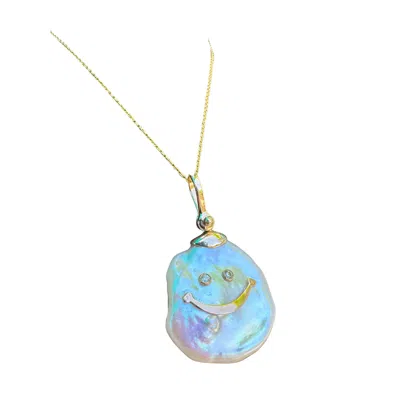 VINCENT PEACH FINE JEWELRY WOMEN'S GOLD / WHITE SMILEY FACE NECKLACE