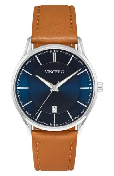 VINCERO VINCERO KAIROS LEATHER STRAP WATCH, 38MM