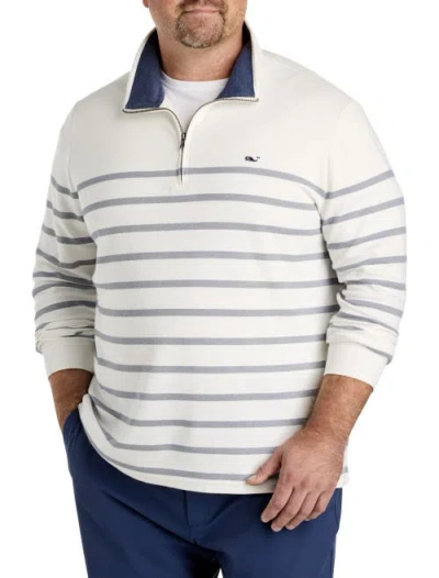 VINEYARD VINES VINEYARD VINES BIG & TALL BRENTON STRIPE SALTWATER 1/4-ZIP PULLOVER