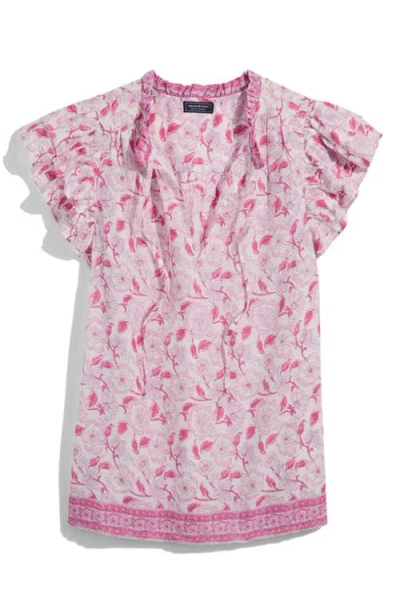 VINEYARD VINES VINEYARD VINES PRINT RUFFLE SLEEVE TOP