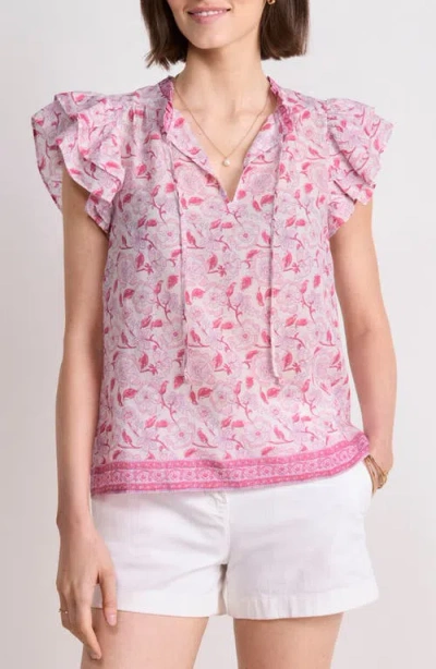 VINEYARD VINES VINEYARD VINES PRINT RUFFLE SLEEVE TOP