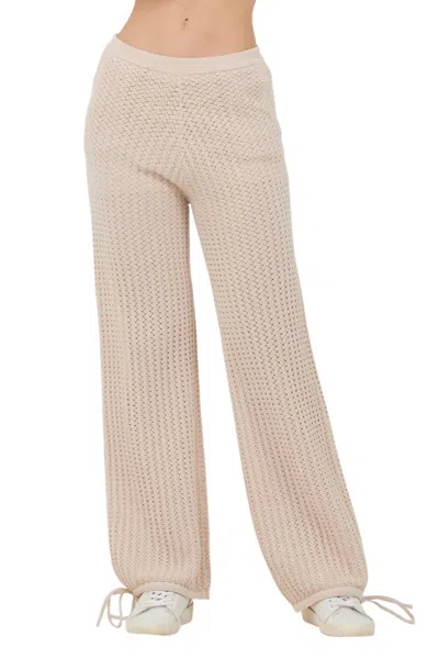 VINTAGE HAVANA BALI OPEN CROCHET PANT IN BEIGE