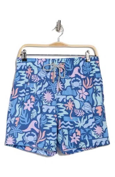 VINTAGE SUMMER VINTAGE SUMMER CRABS & FISH PRINT SWIM TRUNKS