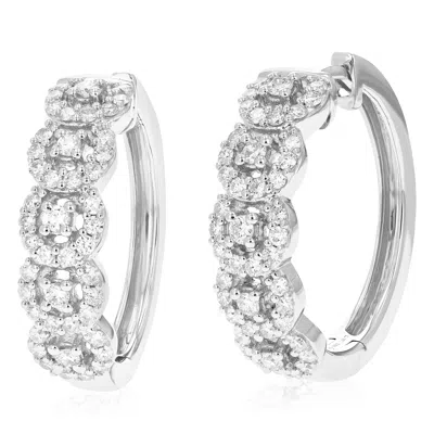 VIR JEWELS 1 CTTW LAB GROWN DIAMOND HOOPS EARRINGS IN STERLING SILVER WITH HIDDEN POST FOR WOMEN
