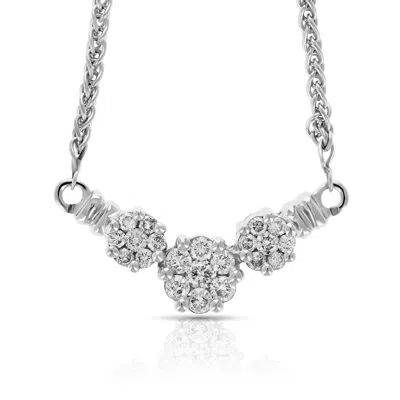 VIR JEWELS 1/2 CTTW 3 STONE CLUSTER DIAMOND PENDANT NECKLACE 14K WHITE GOLD WITH CHAIN