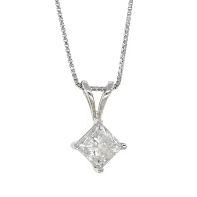 VIR JEWELS 1.25 CTTW DIAMOND PENDANT, PRINCESS DIAMOND SOLITAIRE PENDANT NECKLACE FOR WOMEN IN 14K WHITE GOLD W