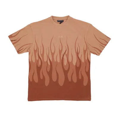 VISION OF SUPER DOUBLE FLAME TEE TERRACOTTA MEN'S T-SHIRT