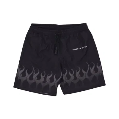 VISION OF SUPER FLAMES SWIMWEAR MEN'S SWIM SHORTS BLACK/GREY