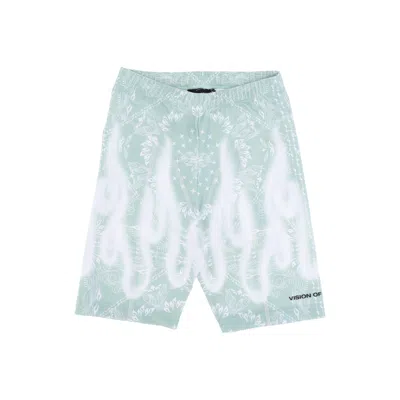 VISION OF SUPER WOMEN'S CYCLING SHORTS BANDANA PRINT LEGGINGS GREEN