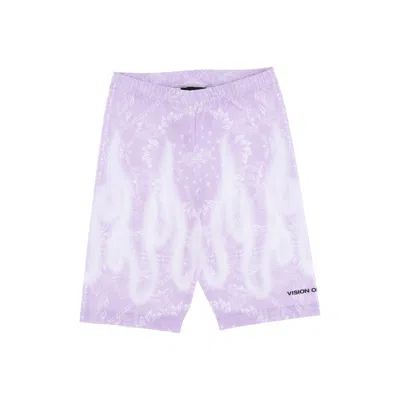 VISION OF SUPER WOMEN'S CYCLING SHORTS BANDANA PRINT LEGGINGS LILAC