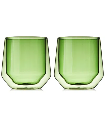 VISKI VISKI SET OF 2 DOUBLE WALLED GREEN AURORA TUMBLERS