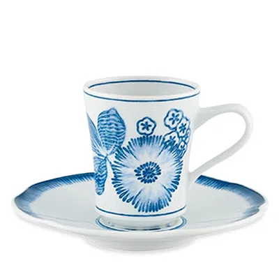 VISTA ALEGRE CORALINA BLUE COFFEE CUP AND SAUCER - EXCLUSIVE
