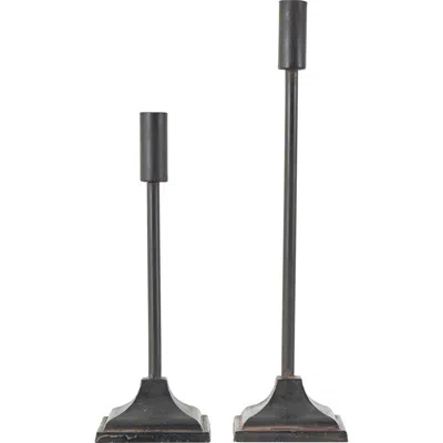 VIVIAN LUNE HOME VIVIAN LUNE HOME SET OF 2 MODERN BLACK METAL CANDLEHOLDERS