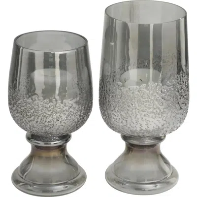 VIVIAN LUNE HOME VIVIAN LUNE HOME SET OF 2 MODERN GLASS CANDLEHOLDERS