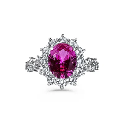 VIVIANA HALIL WOMEN'S SILVER / PINK THE LUCIA PREMIUM ZIRCONIA RING IN STERLING SILVER