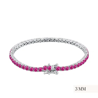 VIVIANA HALIL WOMEN'S SILVER / PINK THE ROSA TENNÉ PREMIUM ZIRCONIA BRACELET IN STERLING SILVER SIZE THREE MM