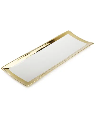 VIVIENCE VIVIENCE GOLD EDGED WHITE OBLONG TRAY