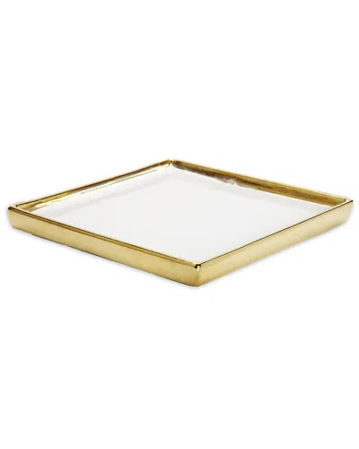 VIVIENCE VIVIENCE GOLD EDGED WHITE SQUARE TRAY