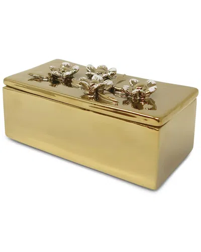 VIVIENCE VIVIENCE OBLONG DECORATIVE BOX WITH FLOWER LID