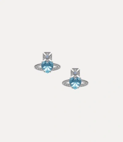 VIVIENNE WESTWOOD ARIELLA EARRINGS PLATINUM-AQUAMARINE-CZ-LIGHT-SAPPHIRE-BLACK PLATINUM-AQUAMARINE-CZ-LIGHT-SAPPHIRE-B