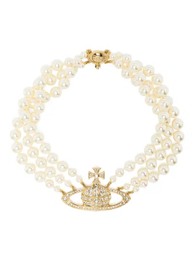 VIVIENNE WESTWOOD BAS RELIEF THREE-ROW CHOKER NECKLACE