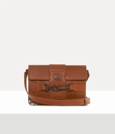 VIVIENNE WESTWOOD BELLA FLAP CROSSBODY ANILINE LEATHER CAMEL-GUNMETAL