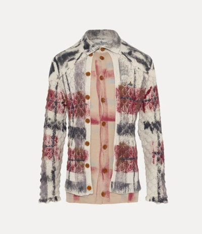 VIVIENNE WESTWOOD DUAL TARTAN CARDIGAN WOOL COTTON BLEND M/L UNISEX
