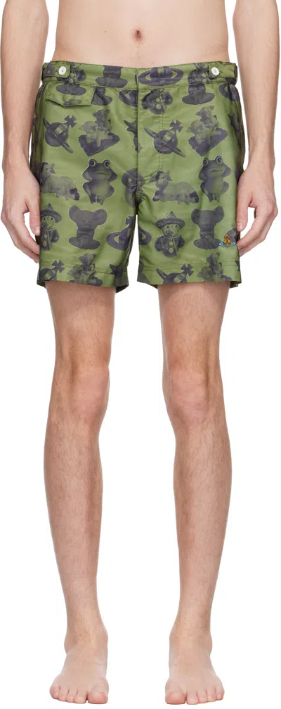 VIVIENNE WESTWOOD GREEN FIGURINES CLASSIC SWIM SHORTS