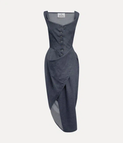 VIVIENNE WESTWOOD MONDAY WRAP DRESS CHAMBRAY BLUE 44 WOMEN
