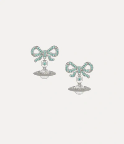 VIVIENNE WESTWOOD OCTAVIE EARRINGS PLATINUM-WHITE-TURQUOISE-CZ PLATINUM-WHITE-TURQUOISE-CZ WOMEN