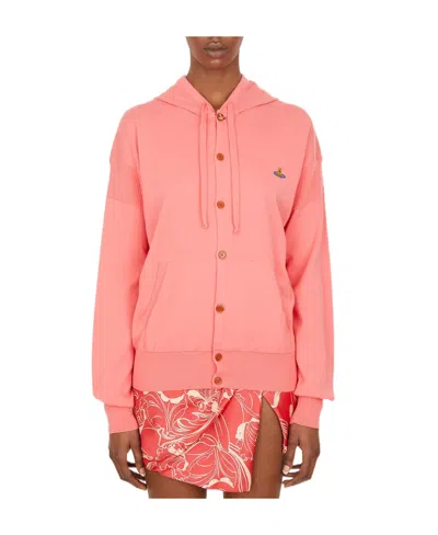 VIVIENNE WESTWOOD VIVIENNE WESTWOOD ORB EMBROIDERED HOODED KNITTED CARDIGAN