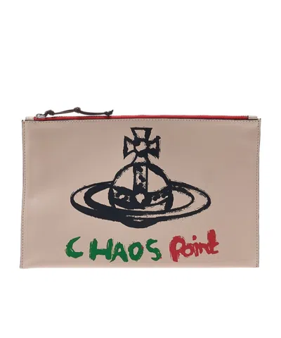 VIVIENNE WESTWOOD ORB-PRINT LEATHER CLUTCH BAG