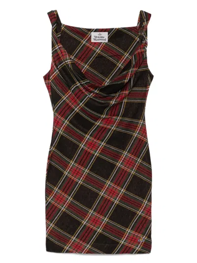 VIVIENNE WESTWOOD PLAID COWL-NECK DRESS