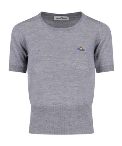 VIVIENNE WESTWOOD VIVIENNE WESTWOOD LOGO EMBROIDERED KNITTED TOP